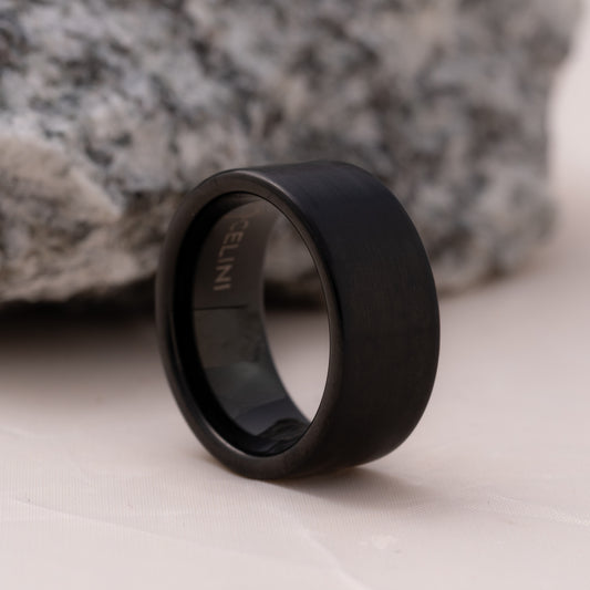 ANILLO TUNGSTENO NEGRO CEPILLADO. NOCHE ETERNA