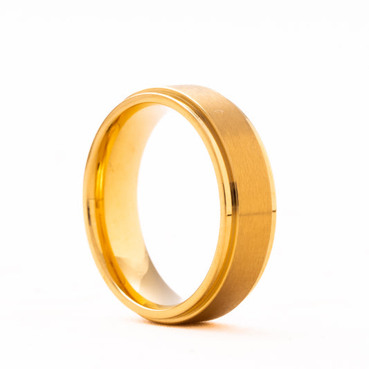 ANILLO TUNGSTENO GOLD CEPILLADO. IMPERIUM
