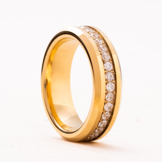 ANILLO TUNGSTENO GOLD Y BRILLANTES. AURUM