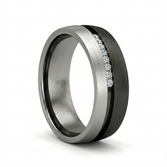 ANILLO TITANIO PULIDO Y FIBRA. JUNO